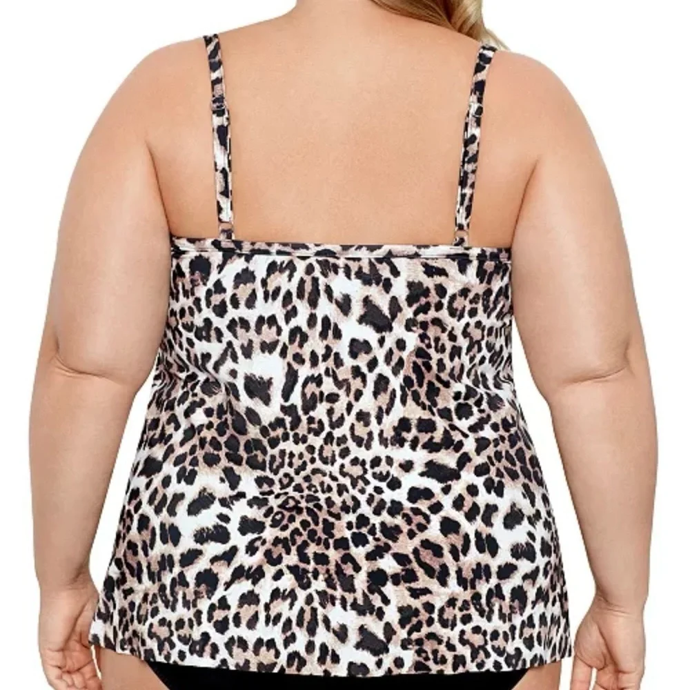 NWT Swim Solutions Plus Size Knotted Flyaway Fauxkini One-Piece Swimsuit 24W - Picture 3 of 3